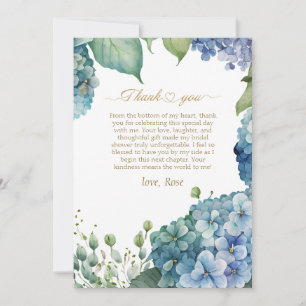 Personalize Bridal Shower Blue Hydrangea  Thank You Card