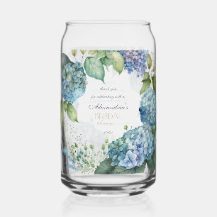 Personalize Bridal Shower Blue Hydrangeas Can Glass
