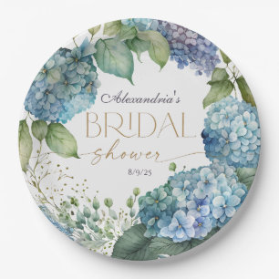 Personalize Bridal Shower Blue Hydrangeas Paper Plates