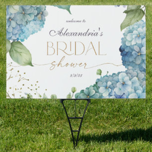 Personalize Bridal Shower Blue Hydrangeas Sign