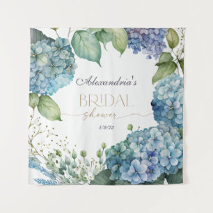 Personalize Bridal Shower Blue Hydrangeas Tapestry