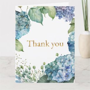 Personalize Bridal Shower Blue Hydrangeas Thank You Card