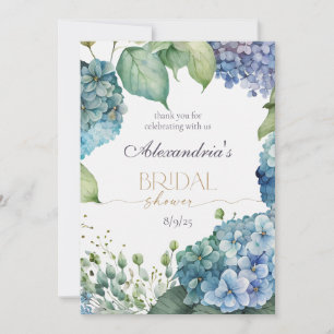 Personalize Bridal Shower Blue Hydrangeas Thank You Card