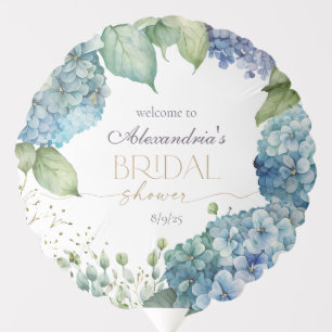 Personalize Bridal Shower Blue Hydrangeas Welcome Balloon