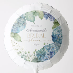 Personalize Bridal Shower Blue Hydrangeas Welcome Balloon