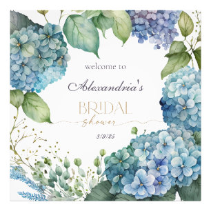 Personalize Bridal Shower Blue Hydrangeas Welcome Photo Print