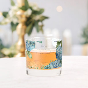 Personalize Bridal Shower Blue Hydrangeas Whiskey Glass