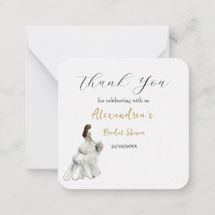 Personalize Bridal Shower Dress Thank you Note Card