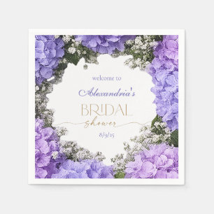 Personalize Bridal Shower Lavender Hydrangeas Napkins