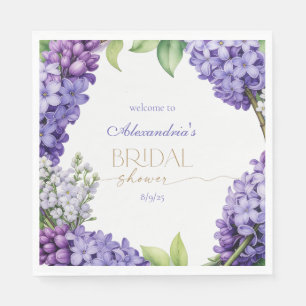 Personalize Bridal Shower Lavender Hydrangeas Napkins