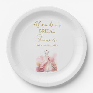 Personalize Bridal Shower Pink Dress Paper Plates