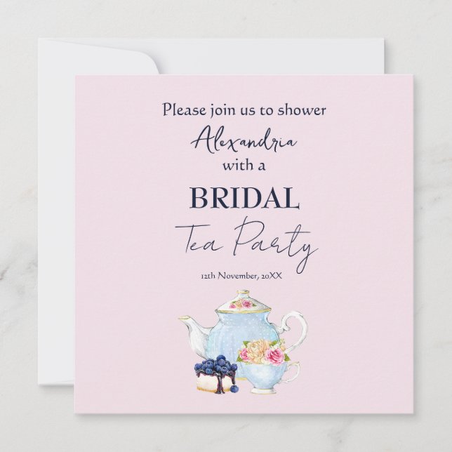 Personalize Bridal Shower Tea Party Invitation (Front)
