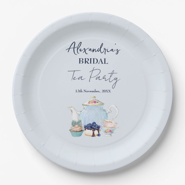 Personalize Bridal Shower Tea Party Paper Plate (Front)