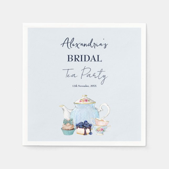 Personalize Bridal Shower Tea Party Paper Plate Napkins (Front)