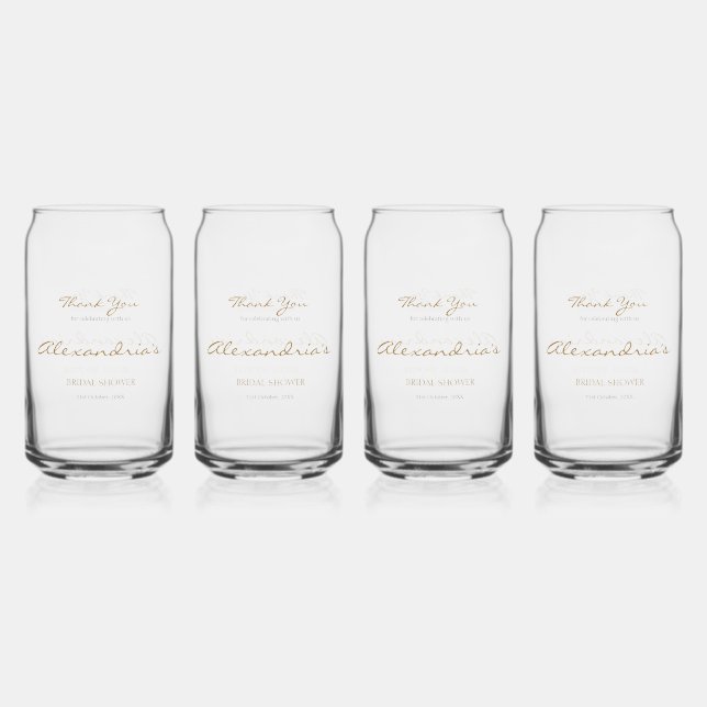 Personalize Bridal Shower Thank you Can Glass (Front)