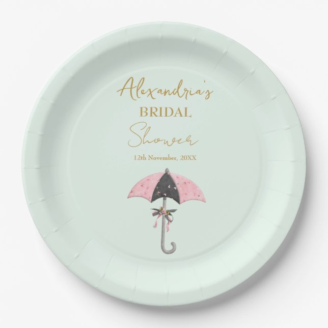 Personalize Bridal Shower Umbrella Paper Plates (Front)