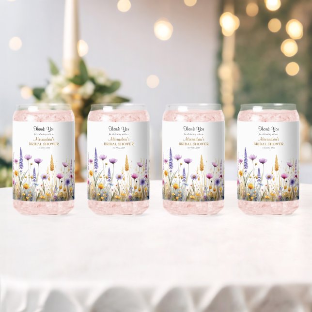 Personalize Bridal Shower Wildflowers Can Glass (Insitu (Wedding))