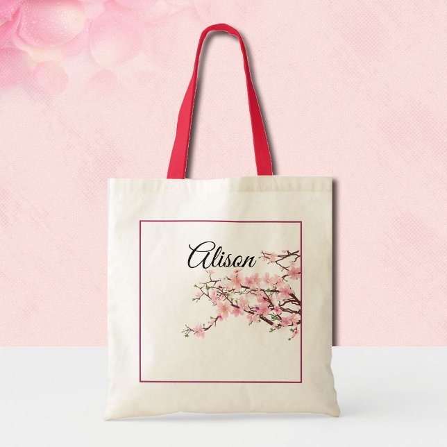 Personalize Bridesmaid Gift Cherry Blossom Tote Bag (Creator Uploaded)