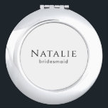 Personalize Bridesmaid Gift Maid of Honor Proposal Compact Mirror<br><div class="desc">Elevate your bridal party gifting with our "Personalize Bridesmaid Gift Maid of Honor Proposal Compact Mirror." As you prepare to tie the knot, it's time to express your heartfelt appreciation to the incredible women who have been there for you every step of the way. Whether they're your bridesmaids, maid of...</div>