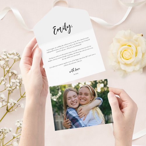 Personalize Bridesmaid Proposal Letter Photo Card