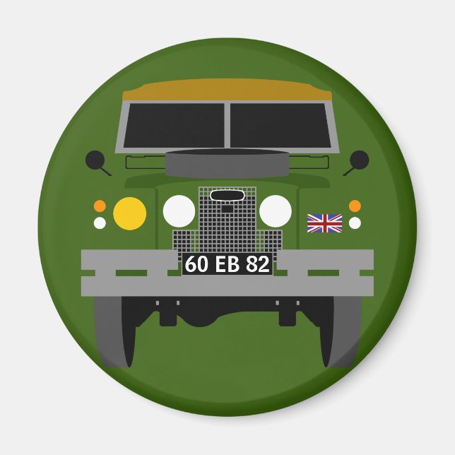 PERSONALIZE BRITISH ARMY VETERAN LAND-ROVER MAGNET (Front)