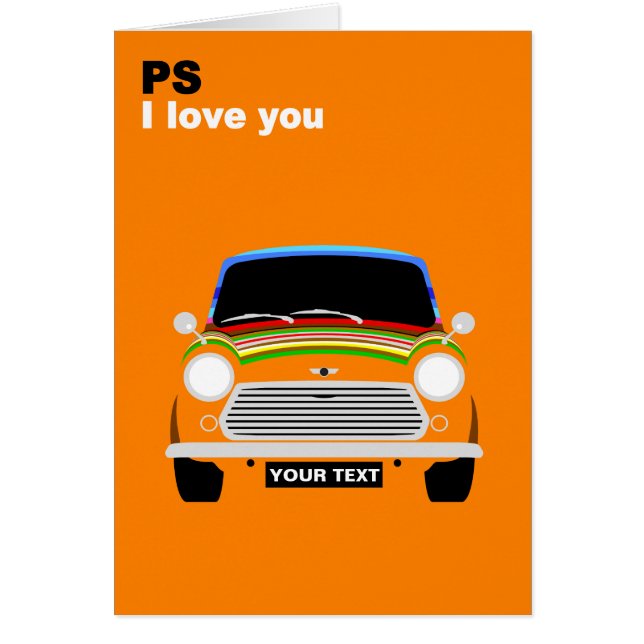 Personalize British Austin Mini Cooper car Cards (Front)