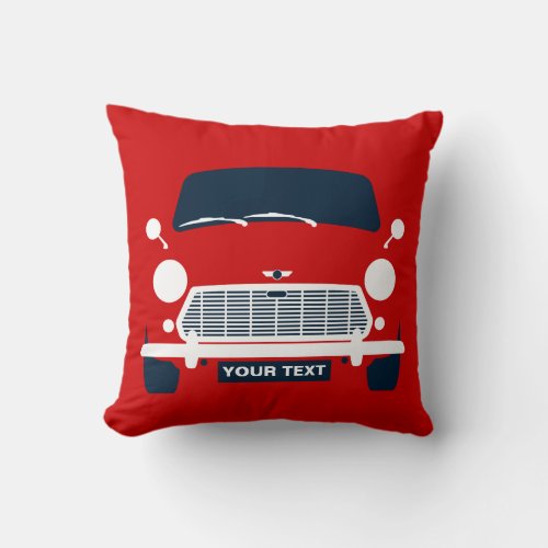 Personalize British classic Mini car Throw Pillow
