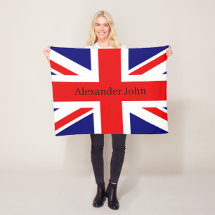 Personalize British National Flag - Union Jack Fleece Blanket