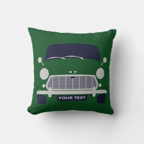 Personalize British original classic Mini car Throw Pillow