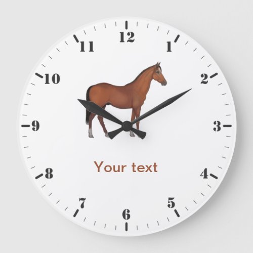 Personalize Brown Horse cute animal standing Large Clock