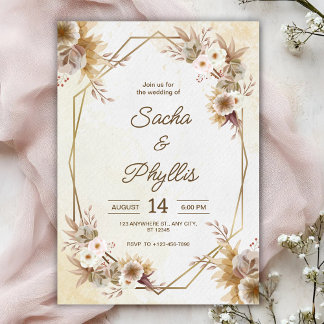 Personalize brown rustic flower weding Invitation