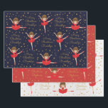 Personalize Brunette Christmas Ballerina Wrapping Paper Sheets<br><div class="desc">Personalize 3 Sheet Package. Each sheet has a personalized template. Gift wrap for the dancers on your Christmas list. Please check out more of my personalized products!</div>