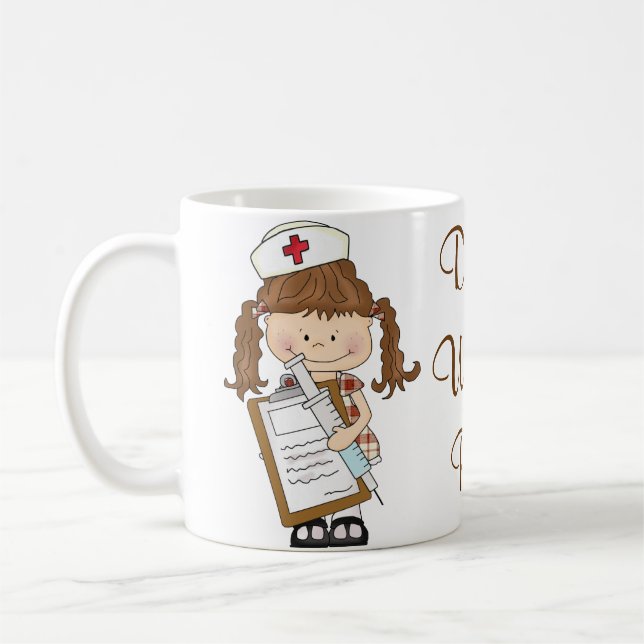 Personalize Brunette Nurse Gifts! Coffee Mug (Left)