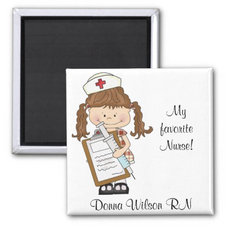 Personalize Brunette Nurse Gifts! Magnet