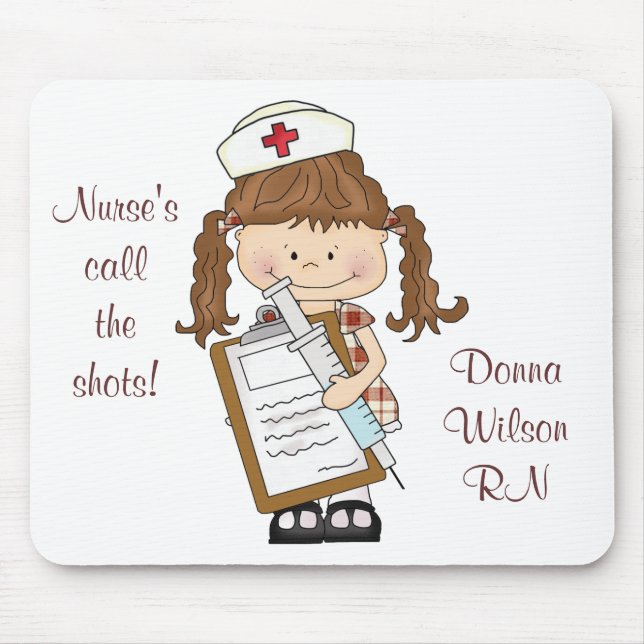 Personalize Brunette Nurse Gifts! Mouse Pad (Front)