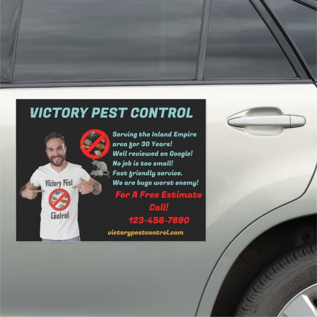 Personalize Bug Rodent Pest Control Black Truck  Car Magnet (In Situ)
