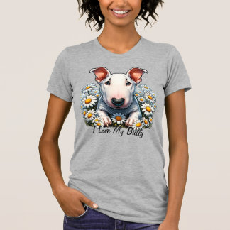 Personalize Bull Terrier in Daisies T-Shirt