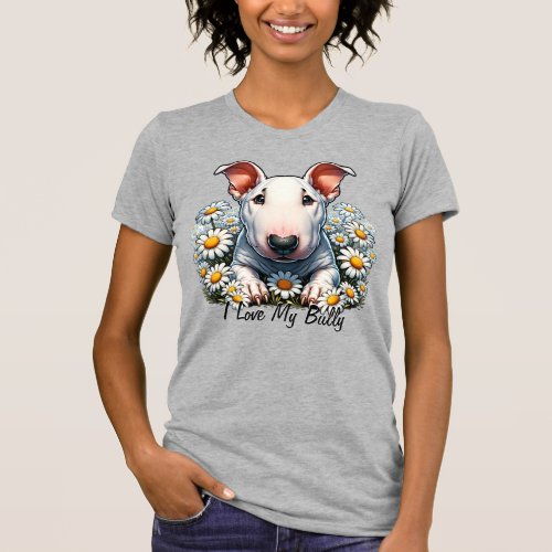 Personalize Bull Terrier in Daisies T_Shirt