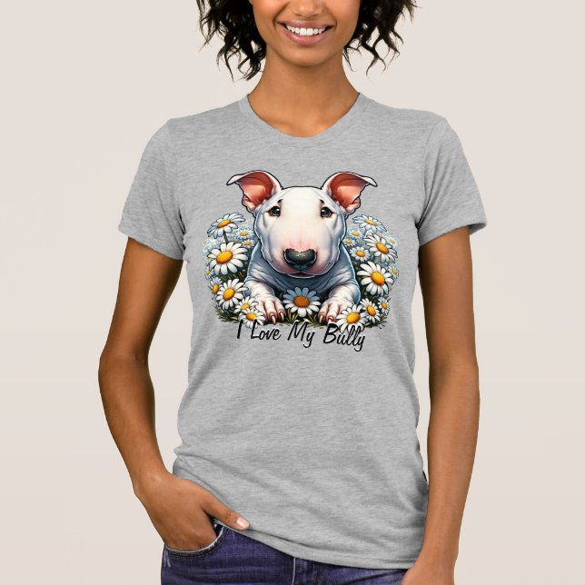 Personalize Bull Terrier in Daisies T-Shirt (Front)