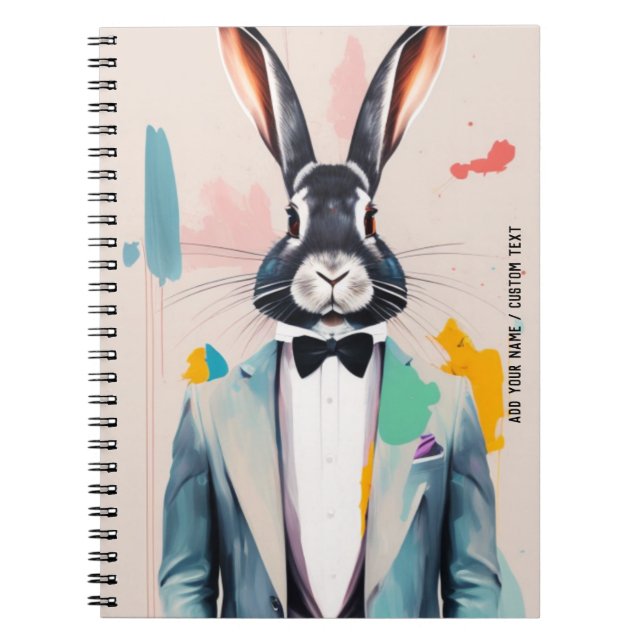 PERSONALIZE Bunny Rabbit Gentleman | Notebook  (Front)