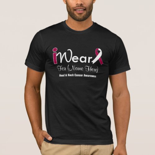 Personalize Burgundy White Ribbon Head Neck Cancer T_Shirt