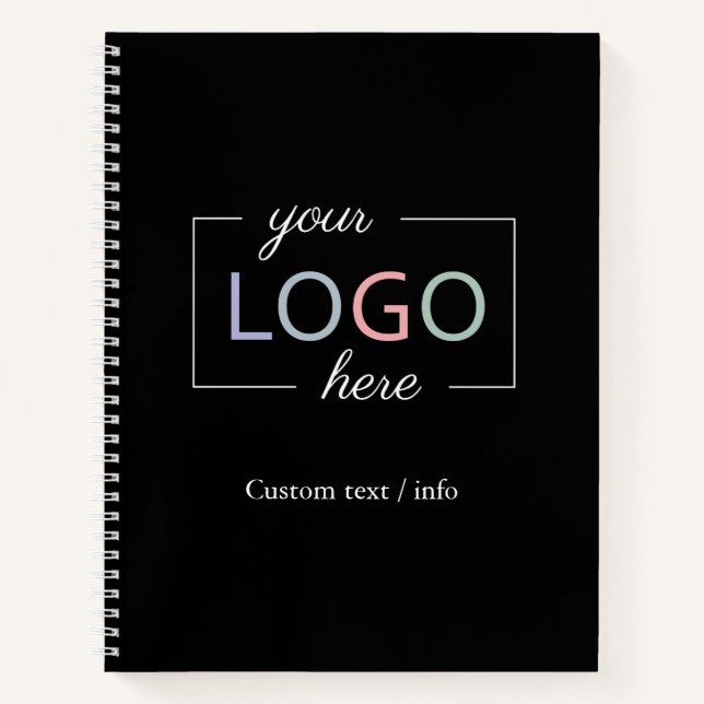 Personalize Business Company Logo Black Notebook  (Front)