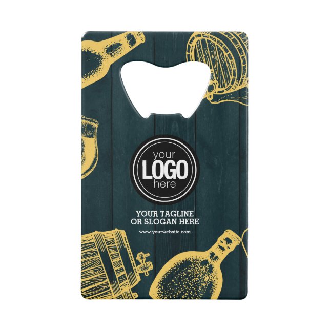 Personalize Business Dark Green Brewery Theme Credit Card Bottle Opener (Front)