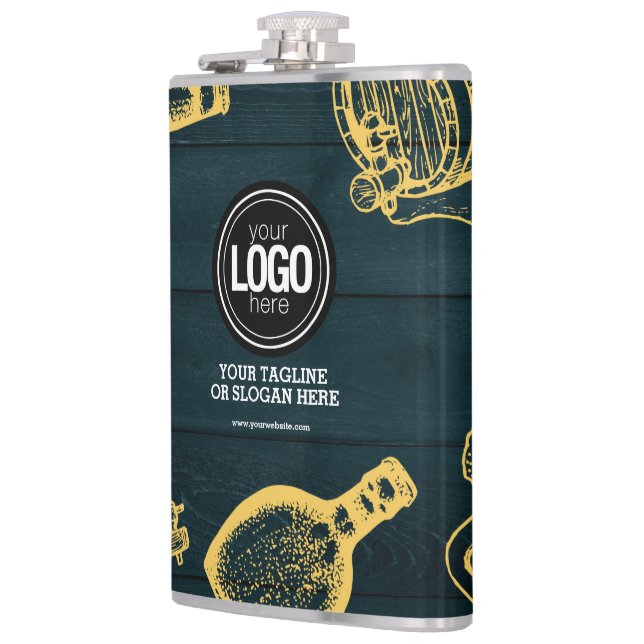 Personalize Business Dark Green Brewery Theme Flask (Left)