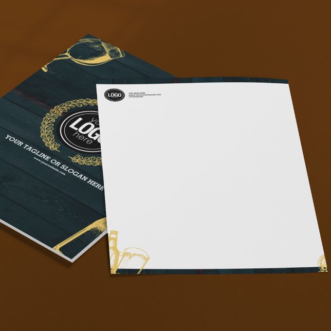 Personalize Business Dark Green Brewery Theme Letterhead (Creator Uploaded)