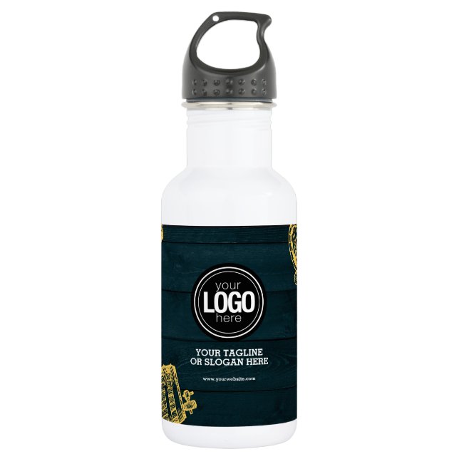 Personalize Business Dark Green Brewery Theme Stainless Steel Water Bottle (Front)