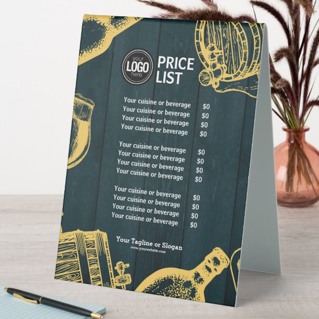 Personalize Business Dark Green Brewery Theme Table Tent (In SItu (Table))