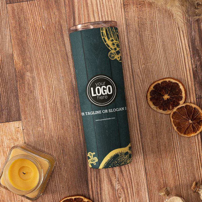 Personalize Business Dark Green Brewery Theme Thermal Tumbler (Creator Uploaded)