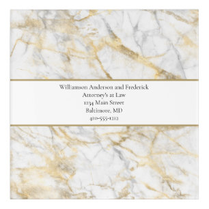 Personalize Business Gold White Gray Marble  Acrylic Print