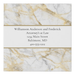 Personalize Business Gold White Gray Marble  Faux Canvas Print